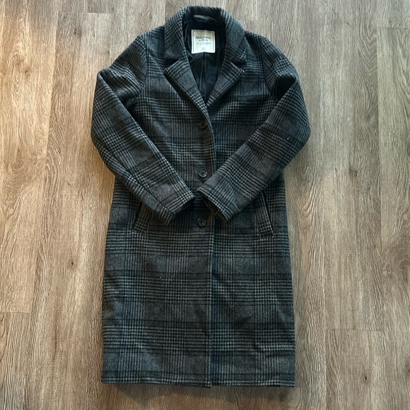 Abercrombie & Fitch Jackets & Blazers - Abercrombie & Fitch Wool Blend Plaid Long Coat